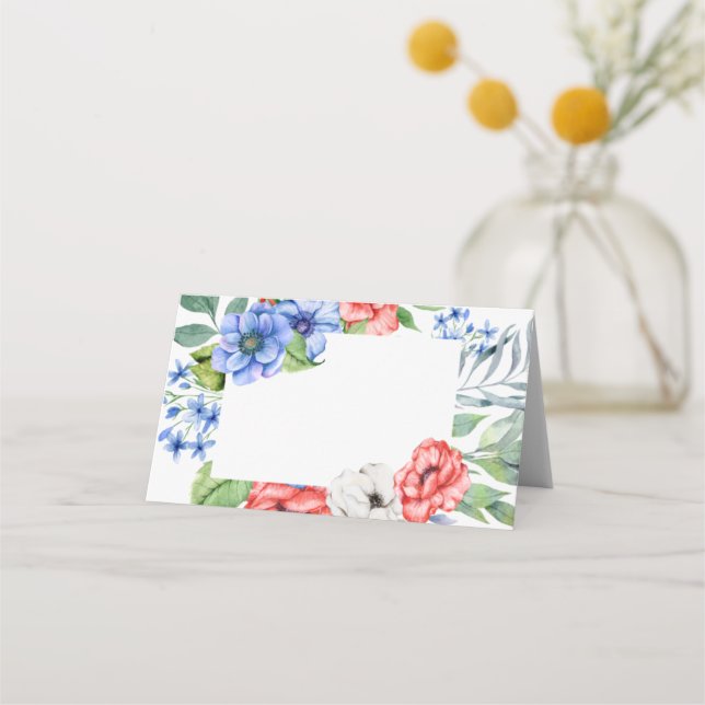 Carte De Placement Fleurs rouge blanc et bleu Patriotique  (Devant)