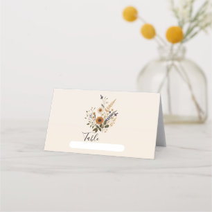Carte De Placement Fleurs sauvages bouquet floral vintage mariage boh