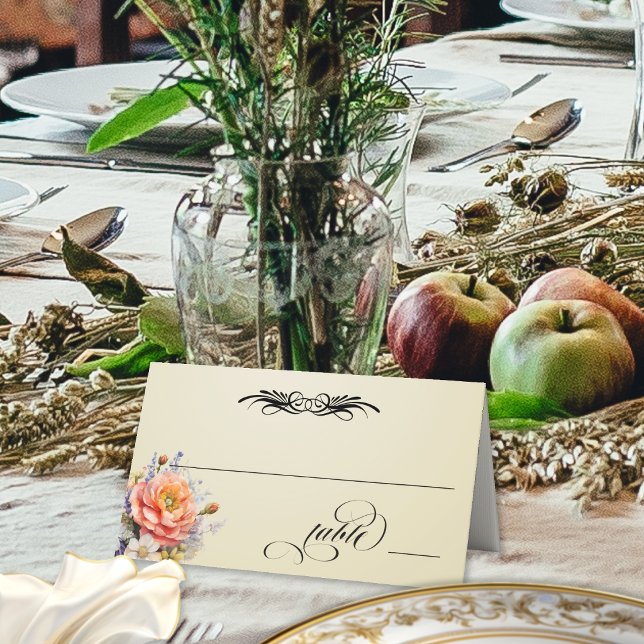 Carte De Placement Fleurs sauvages & Calligraphie - Blé (Créateur téléchargé)
