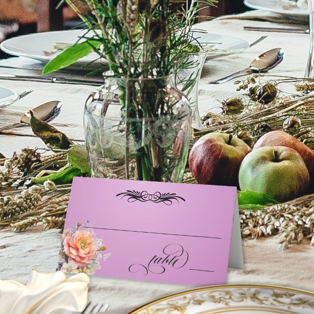 Carte De Placement Fleurs sauvages & Calligraphie - Lavande (Créateur téléchargé)
