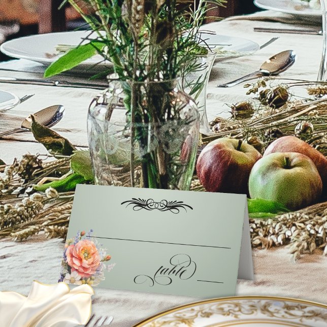 Carte De Placement Fleurs sauvages & Calligraphie - Sauge (Créateur téléchargé)