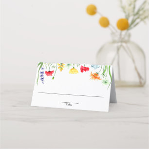 Carte De Placement Fleurs sauvages colorées florales printanières