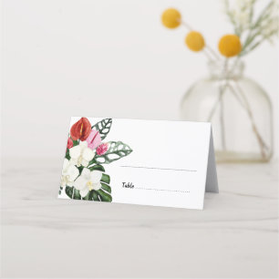 Carte De Placement Fleurs tropicales Aquarelle Monstera Mariage feuil