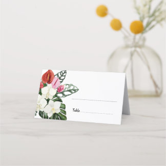 Carte De Placement Fleurs tropicales Aquarelle Monstera Mariage feuil