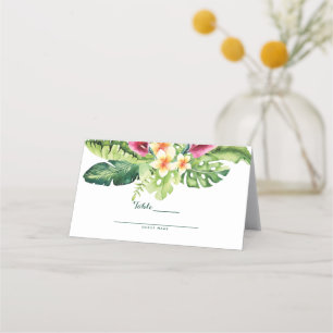 Carte De Placement Fleurs Tropicales Feuilles Floral Chic Mariage