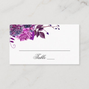 Carte De Placement Fleurs violettes à l'aquarelle. Mariage floral lil