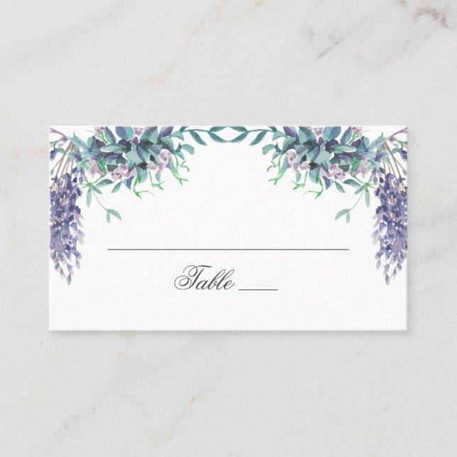 Carte De Placement Fleurs violettes. Mariage fleurie du jardin. Lavan (Devant)