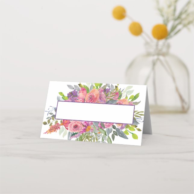 Carte De Placement Fleurs violettes roses (Devant)