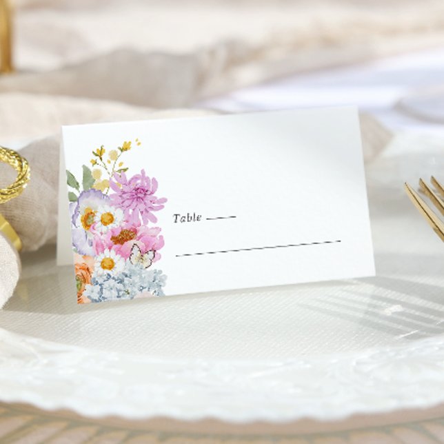 Carte De Placement Fleurs Vives et Audacieuses (Bold Bright Floral Place Card by Painted Paperie
)