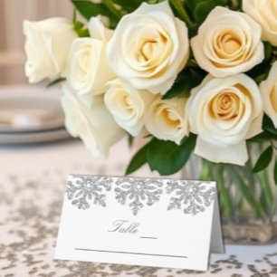Carte De Placement Flocons de neige d'argent Sweet Sixteen Hiver