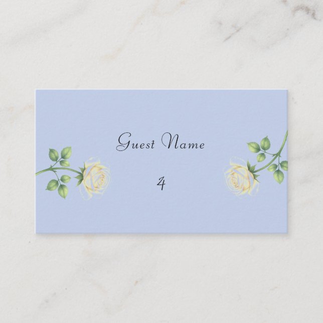 Carte de placement floral bleu poussiéreux (Devant)