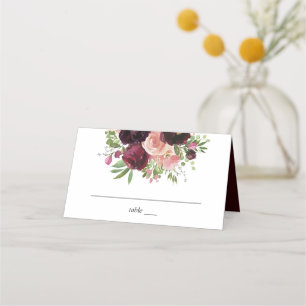 Carte De Placement Floral Bourgogne & Blush - Bourgogne