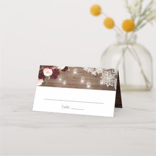Carte De Placement Floral Bourgogne Rustique Lumières de dentelle en