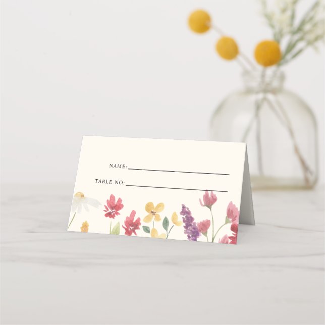 Carte De Placement Floral Elegant Boho Fleur sauvage d'été Mariage (Devant)