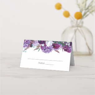 Carte De Placement Floral Elegant Purple Mariage Botanique