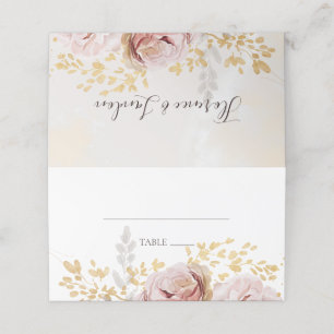 Carte De Placement Floral flush moderne   Aquarelle pliée