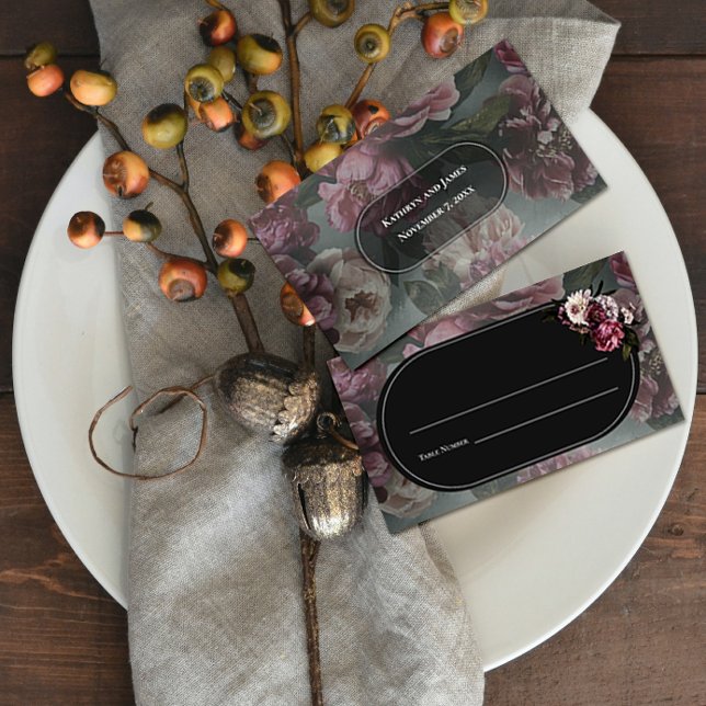 Carte De Placement Floral foncé et humide (Créateur téléchargé)