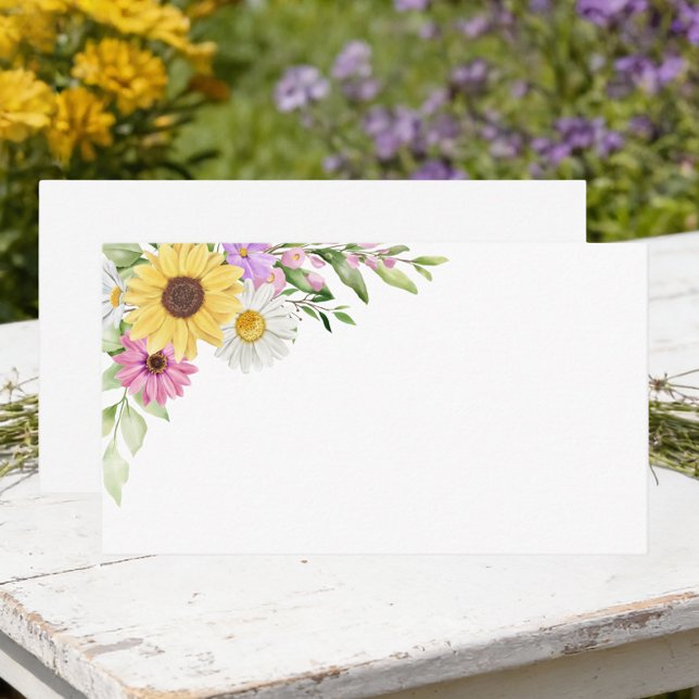 Carte De Placement Floral Garden Wildflower Sunflower Daisy Wedding  (Créateur téléchargé)