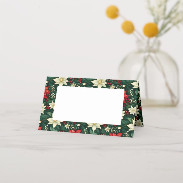 Carte De Placement Floral Motif de Noël (Devant)