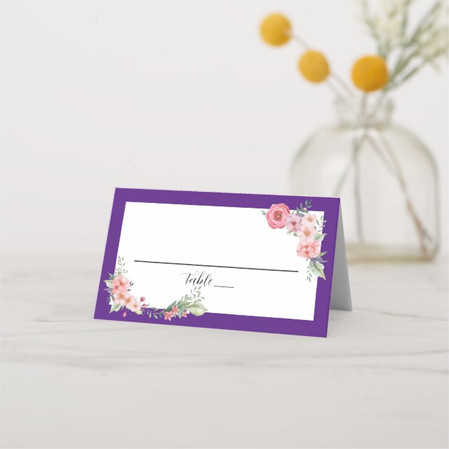 Carte De Placement Floral pourpre (Devant)