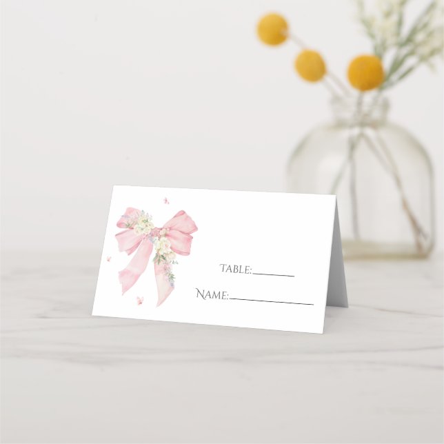 Carte de placement floral rose pâle élégante (Devant)