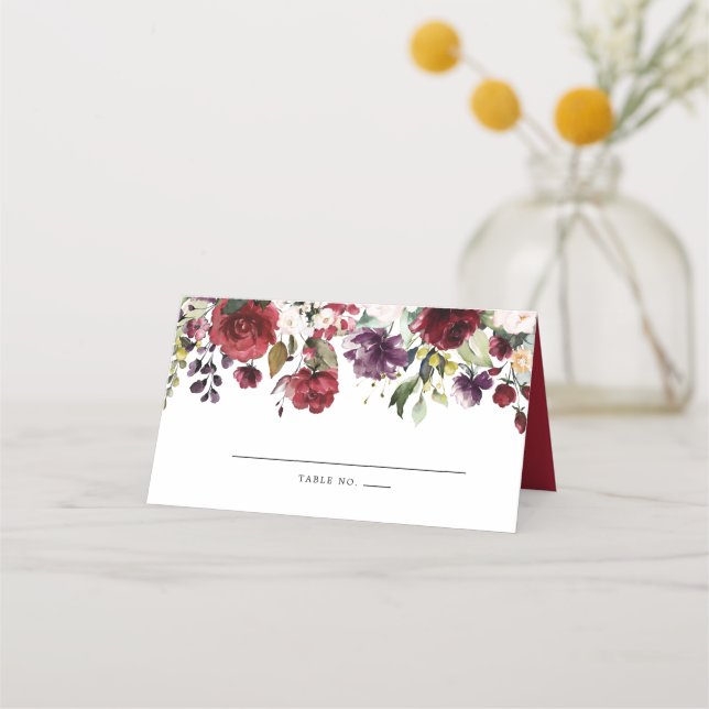 Carte De Placement Floral rouge rose violet (Devant)