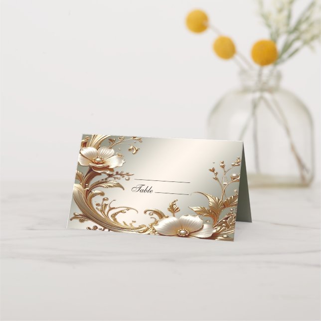 Carte de placement florale en or (Devant)