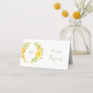Carte de placement florale jaune magnifique