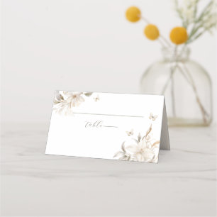 Carte De Placement Florales d'hiver en argent blanc Quinceañera