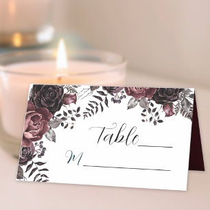 Carte De Placement Florales noires gothiques Vintage Mariage gothique