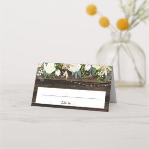 Carte De Placement Flore blanc rustique voyants Mariage plié