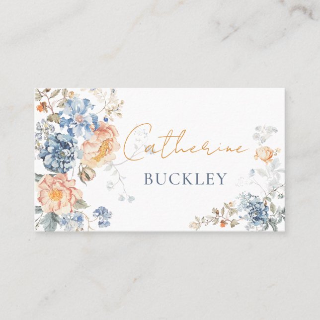 Carte De Placement Flore Pêche bleu clair (Devant)