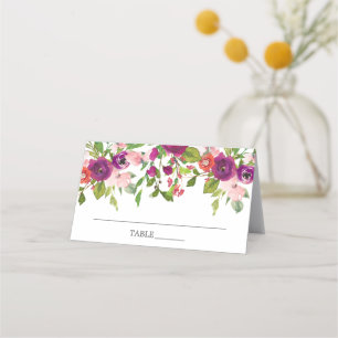 Carte De Placement Flore Watercolor Blush & Marsala Floral