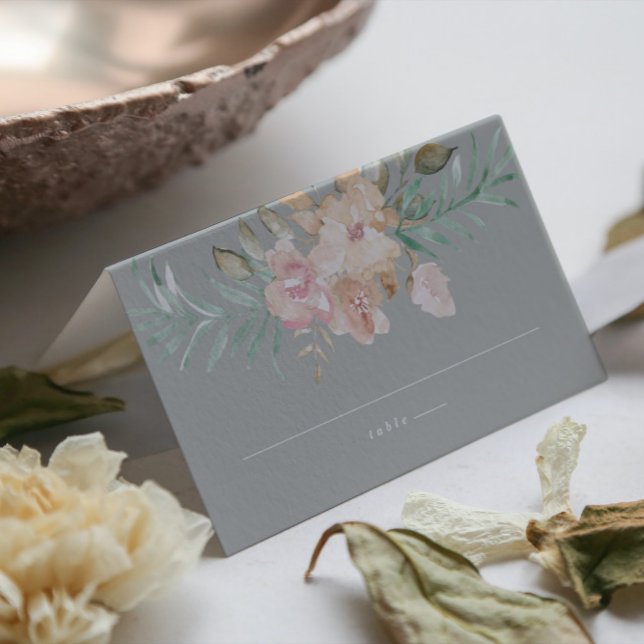 Carte De Placement Flores d'aquarelle rustique sur Escort vert Sage (Créateur téléchargé)