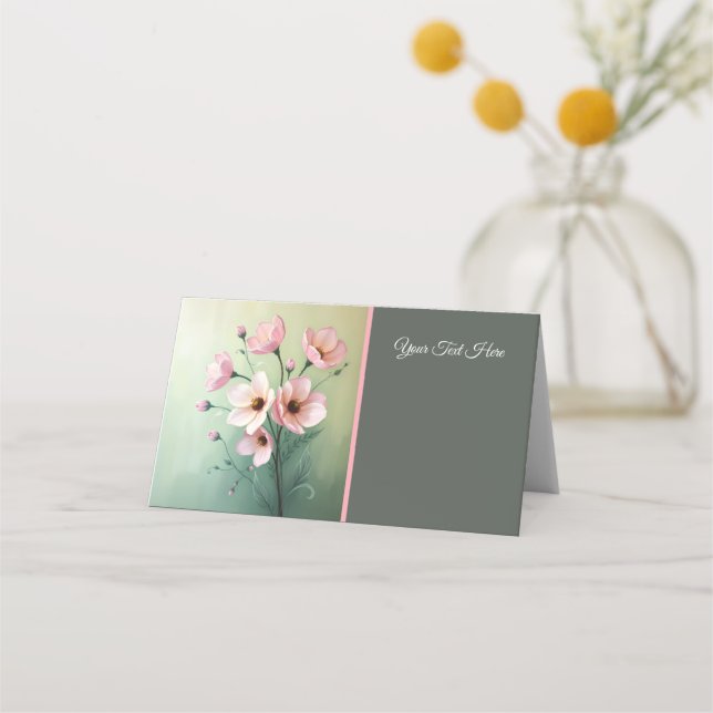 Carte De Placement Folded Floral Wedding Place Holder (Devant)