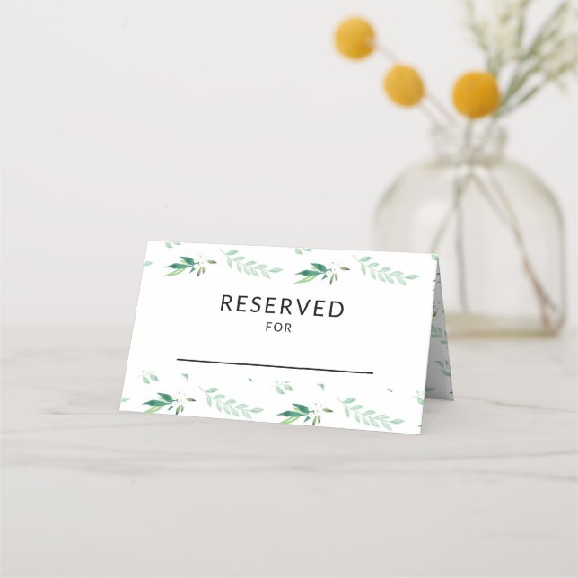 Carte De Placement Foliage frais Réception de mariage Réservé Table (Devant)