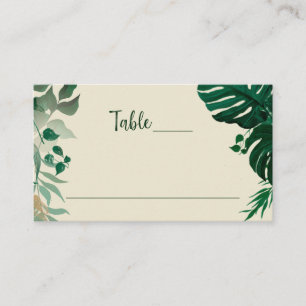 Carte De Placement Foliage Tropical Vert Moderne Mariage Numéro de ta