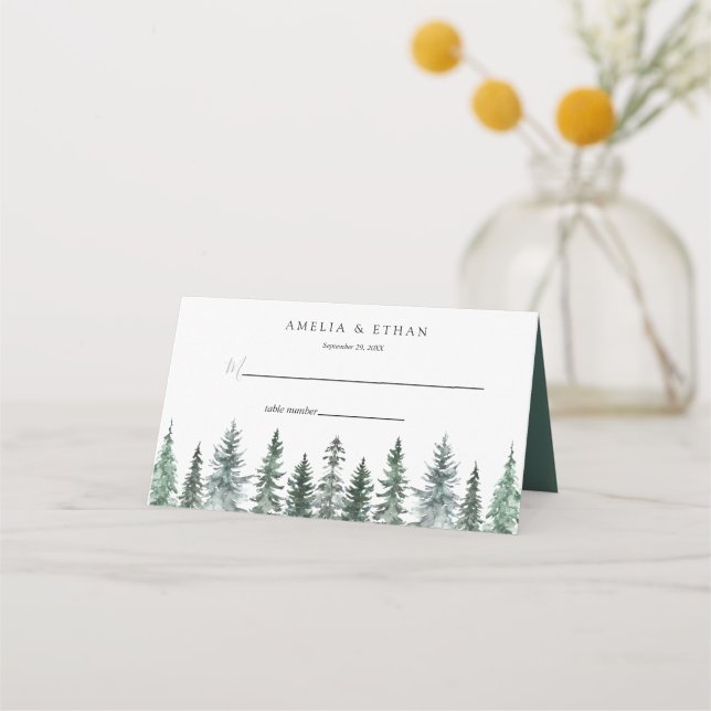 Carte De Placement Forest Wintre Watercolor Wedding (Devant)