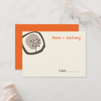 Carte De Placement Forêt Arbre Cercle moderne Automne Automne Mariage