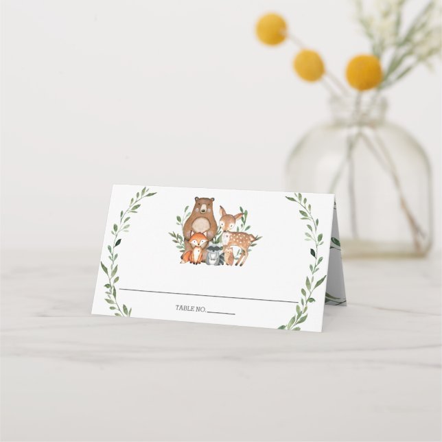 Carte De Placement Forêt Bois Animaux Végétation Baby shower Tente (Devant)