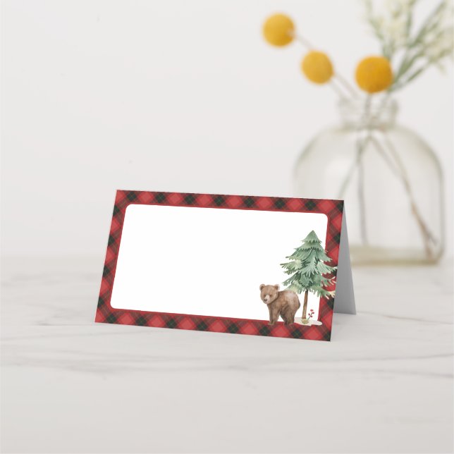 Carte De Placement Forêt forestière Anniversaire de la fête blanche C (Devant)