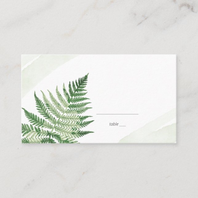 Carte De Placement Fougère verte minimaliste  (Devant)