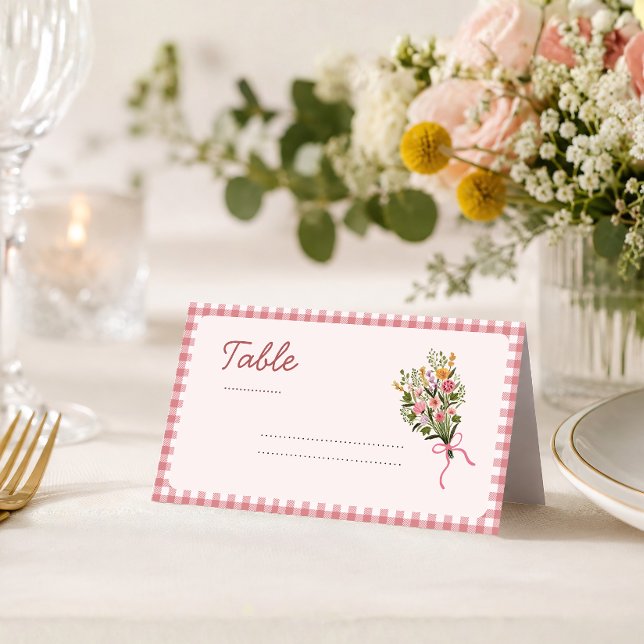 Carte De Placement Fraîchement sortie du marché gingham rose mariage+ (Créateur téléchargé)
