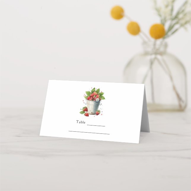 Carte De Placement Fraises fraîches cuites dans un seau (Devant)