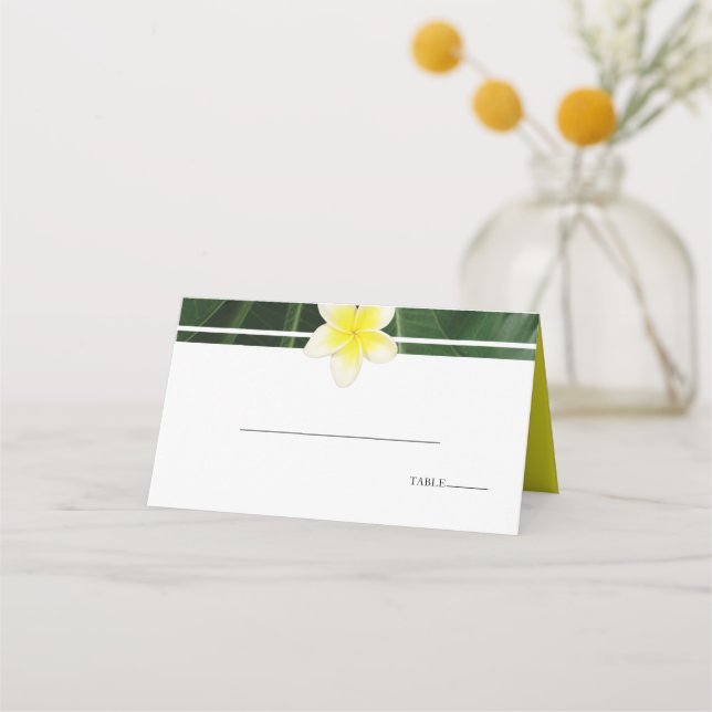 Carte De Placement Frangipani jaune Plumeria Mariage (Devant)