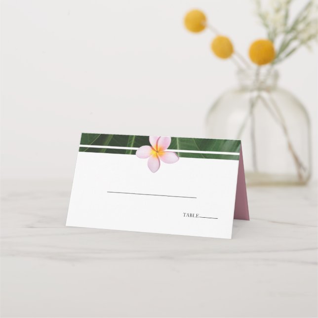 Carte De Placement Frangipani rose Plumeria Mariage (Devant)