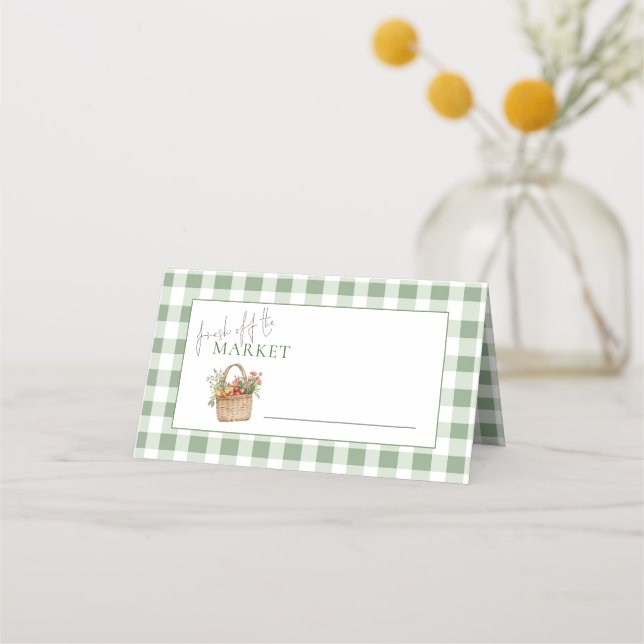Carte De Placement Fresh off Market Sage Gingham Bridal Shower  (Devant)
