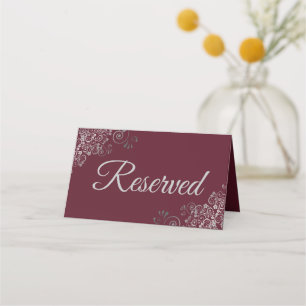 Carte De Placement Frills d'argent sur la Bourgogne Elégant Mariage R