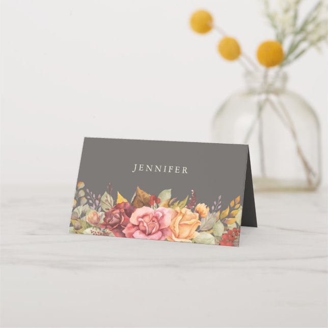 Carte De Placement Frontale florale automnale/automnale Thanksgiving (Devant)