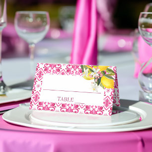 Carte De Placement Fuchsia Majolica carreaux magenta enterrement de v